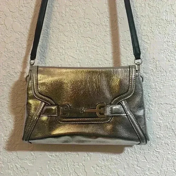 Chic Sam Edelman Black and Silver Studded Crossbody Reversible Handbag - Picture 7 of 7